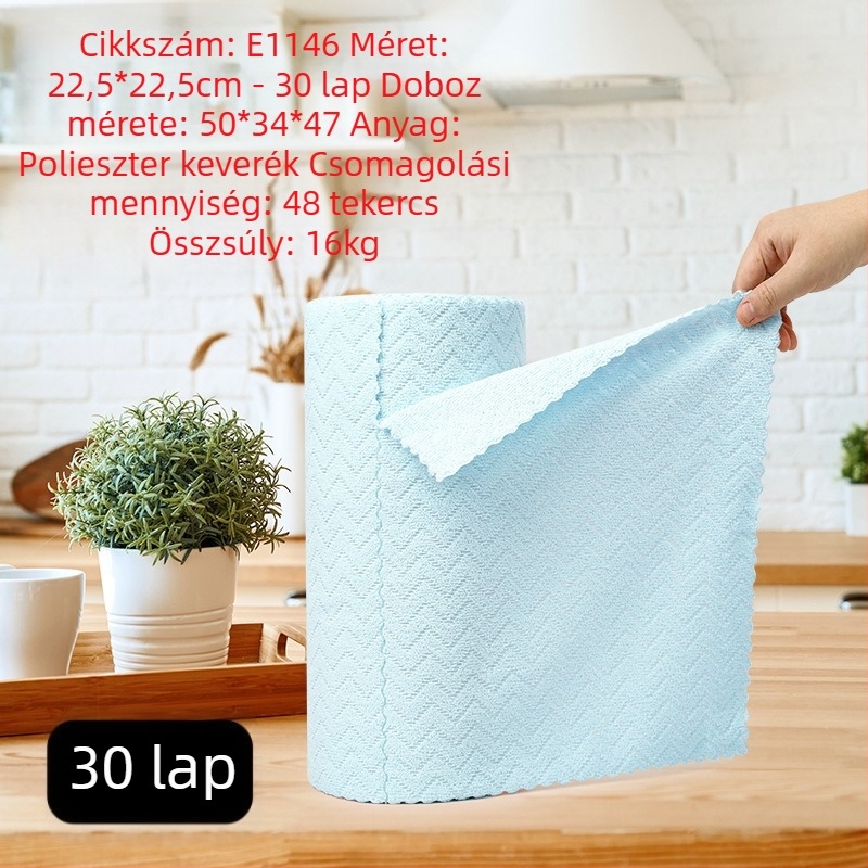 Kézzel téphető, vastagított, nedvszívó, olajat elnyelő konyhai tisztítókendő, háztartási mikroszálas, laminált, nyomtatott, kézzel téphető kendő