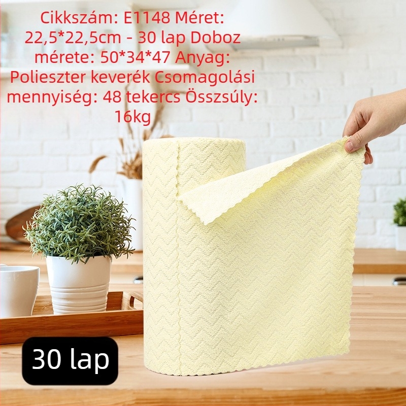 Kézzel téphető, vastagított, nedvszívó, olajat elnyelő konyhai tisztítókendő, háztartási mikroszálas, laminált, nyomtatott, kézzel téphető kendő