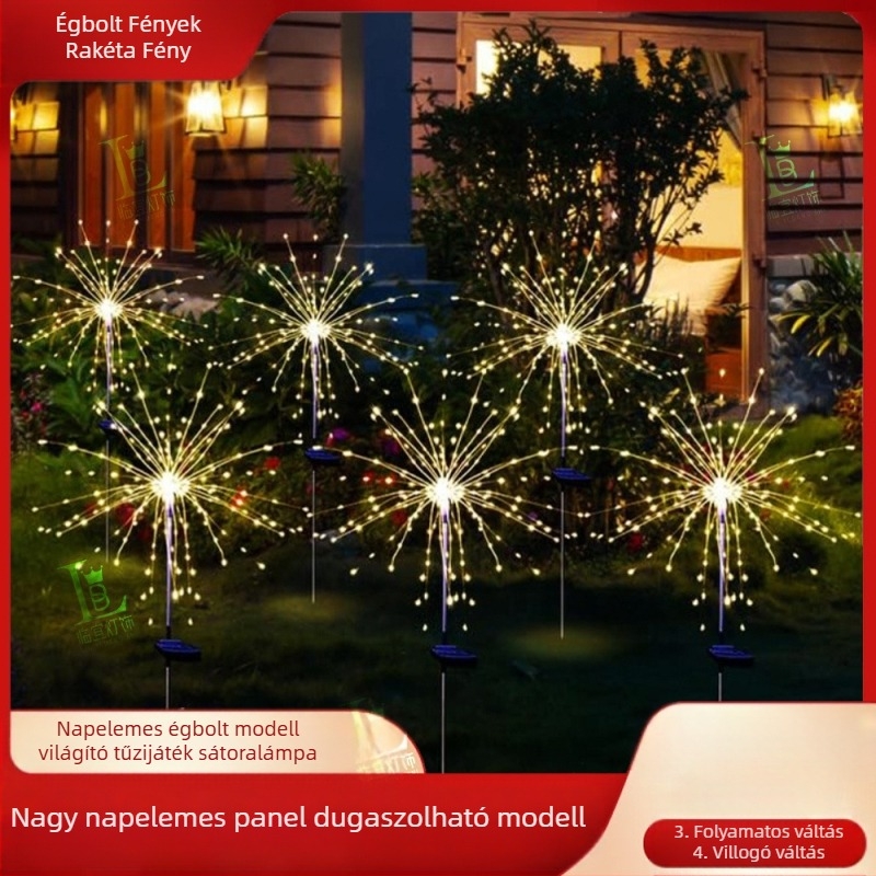 Napenergiával működő tűzijáték LED-es pitypang fényfüzér kültéri karácsonyi udvari kerti dekoratív gyepfény