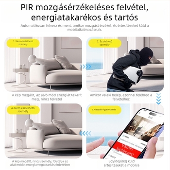 Vezeték nélküli wifi kamera kikapcsolt akkumulátorral, beépített lítium akkumulátorral, PIR humanoid érzékelővel ellátott otthoni monitorral