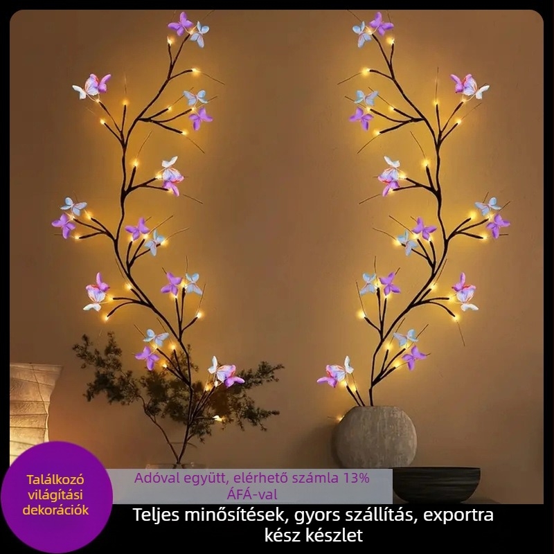 LED-es fa szőlőlámpa szoba faldekoráció pillangóág lámpa mászófal varázsfűzfa szőlőlámpa műnövény szőlőlámpa