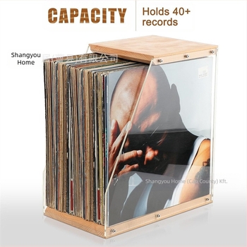 Fa lemeztartó asztali díszek átlátszó vinil lemezkiállító állvány szalag könyvtároló doboz tömörfa tárolódoboz