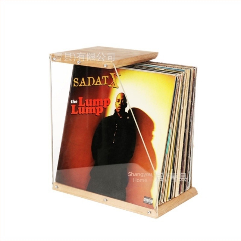 Fa lemeztartó asztali díszek átlátszó vinil lemezkiállító állvány szalag könyvtároló doboz tömörfa tárolódoboz