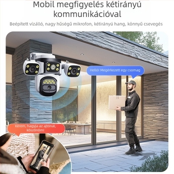 Gyárilag közvetlen vezeték nélküli WiFi háromszemű pisztolygömb-összekötő megfigyelő kamera kültéri dupla kamera szabad áramlású vízálló kültéri