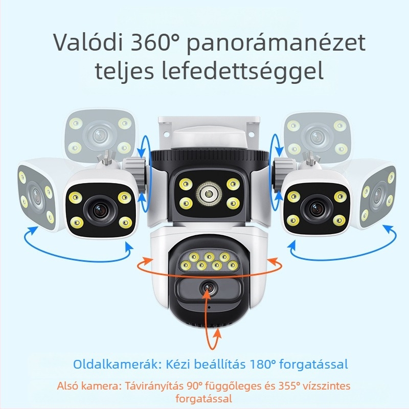 Gyárilag közvetlen vezeték nélküli WiFi háromszemű pisztolygömb-összekötő megfigyelő kamera kültéri dupla kamera szabad áramlású vízálló kültéri