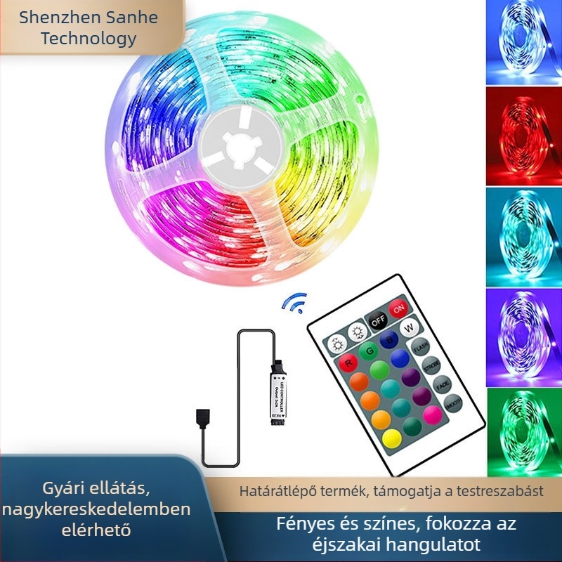 5V-os Bluetooth zenei alkalmazás fényszalag-készlet 5050RGB csupasz panel USB háromszínű fényerő-szabályozású TV E-sport hangulatvilágítás
