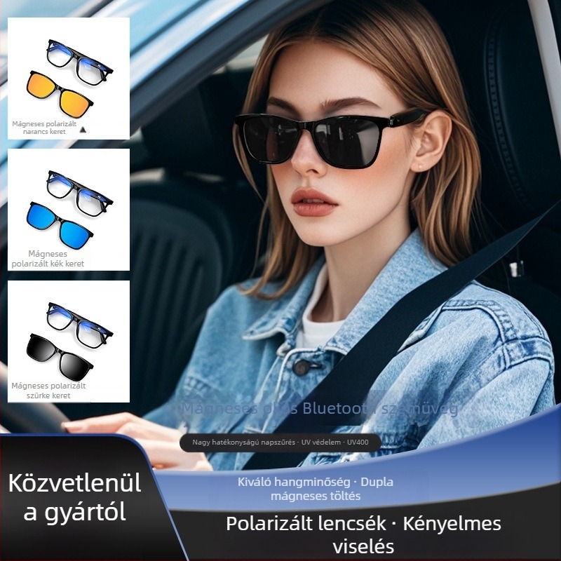 Ai intelligens fordító Bluetooth szemüveg Gs05 zenehallgatáshoz és telefonáláshoz napszemüveg cserélhető rövidlátás lencsékkel polarizált napszemüveg