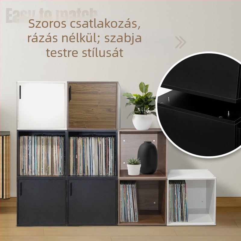 Japán stílusú egyszerű bakelitlemez-tároló szekrény LP-rakott szekrény Ingyenes kombinációs szekrény bakelitlemez-tároló doboz tároló állvány