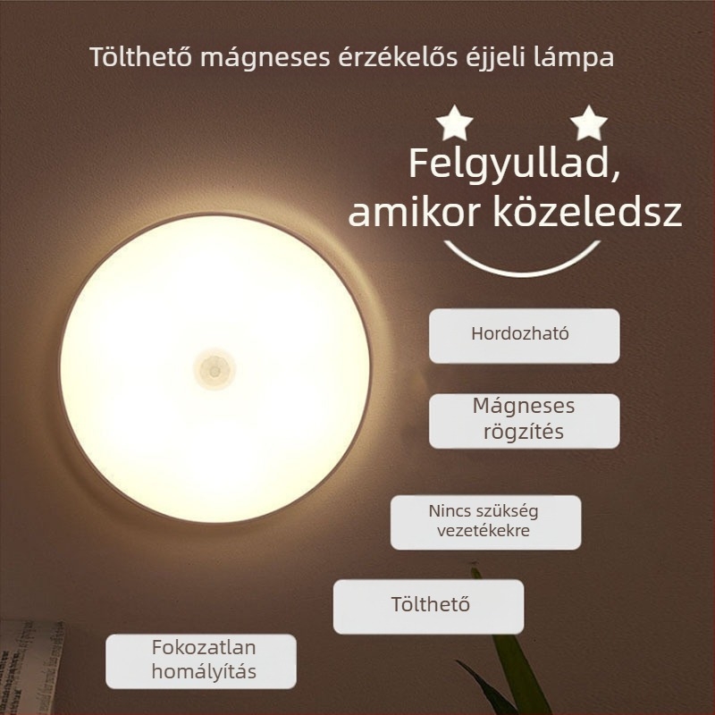 Határokon átnyúló LED emberi testérzékelő USB töltőfény Mágneses éjszakai fény Ruhásszekrény Hálótermi érzékelős lámpa, amely kigyullad, amikor az emberek jönnek