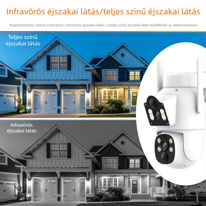 Binokuláris napelemes megfigyelőkamera kültéri, alacsony fogyasztású, vízálló vezeték nélküli wifi megfigyelőkamera HD teljes színű