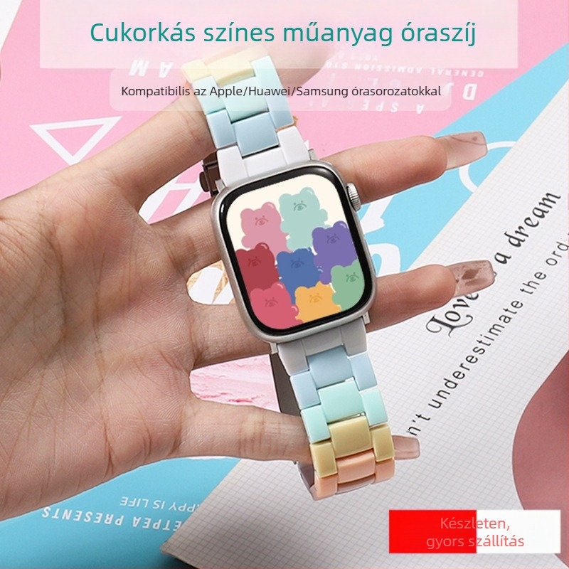 Samsung Apple Apple Watch 7 Huawei GT3/4 Candy színes három gyöngyös APS PC műanyag szíj