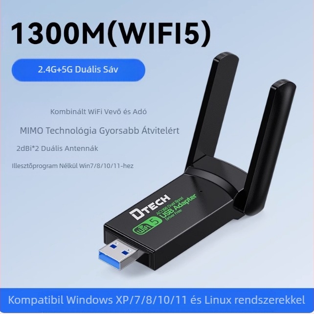 Dite illesztőprogram nélküli USB vezeték nélküli hálózati kártya asztali számítógéphez, laptophoz, hordozható Wi-Fi vevőegység otthoni hálózathoz
