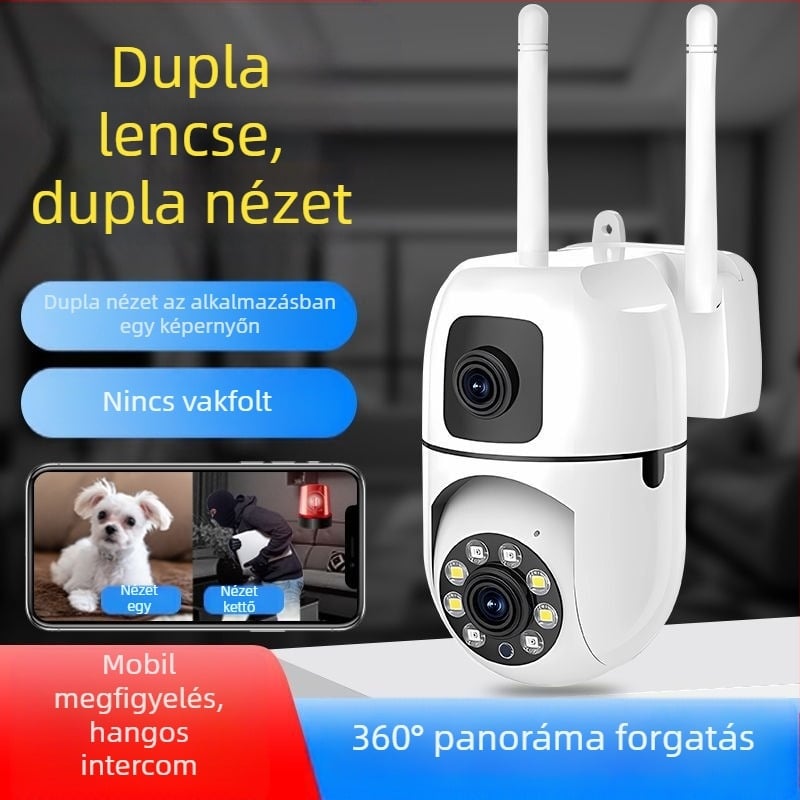 Új binokuláris dupla lencsés panorámás intelligens megfigyelő wifi kamera 360 fokos távoli mobiltelefon-megfigyelés 3,0 millió magas