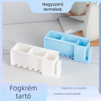 [Bross-Border Dropshipping] Kreatív fogkefetároló állvány lyukasztás nélkül, szájvíz és fogmosópohár tároló, automata fogkrémprés