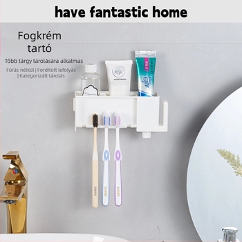 [Bross-Border Dropshipping] Kreatív fogkefetároló állvány lyukasztás nélkül, szájvíz és fogmosópohár tároló, automata fogkrémprés