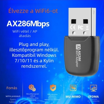 Wifi6 vezeték nélküli hálózati kártya illesztőprogram nélkül 286M asztali laptop USB vezeték nélküli WiFi vevő AP adó