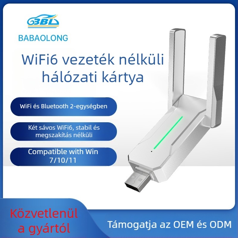 Drive-free Bluetooth BT5.4 WiFi6 vezeték nélküli hálózati kártya AX600 Bluetooth WiFi 2 az 1-ben USB WiFi vevő