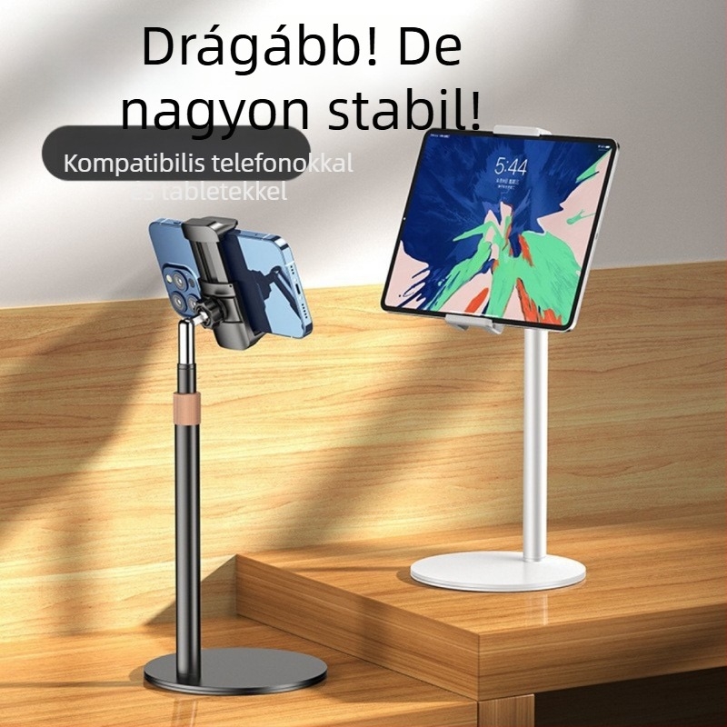 Fém élő közvetítési állvány mobiltelefonokhoz, táblagépekhez, iPadekhez, teleszkópos, forgatható, lusta személyek által is használható, asztali nagykereskedelem, állítható magasság