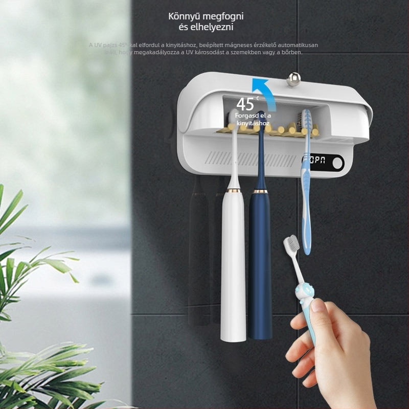 Új, ultraibolya levegőn száradó fogkefe-sterilizáló borotvák 4 tárolórekesszel, körömmentes beszereléssel, határokon átnyúló borotvák