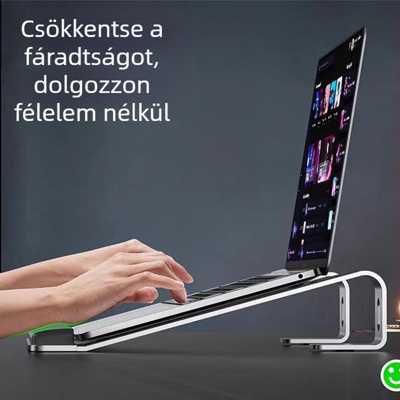 Laptop konzol alumínium ötvözetből készült hőelvezető tartókonzol ergonomikus asztali konzol csúszásmentes 10-17 hüvelykes