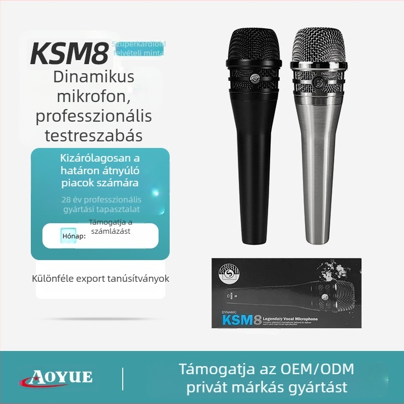 Testreszabott Ksm8 professzionális színpadi vezetékes mikrofon számítógépes otthoni hangszerfelvételhez dinamikus mikrofon