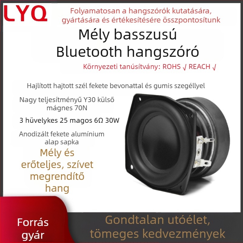 3 hüvelykes ívelt pozitív szegélyű gumi szélű 25 magos 6 ohmos 30 wattos külső mágneses mélynyomó 70 mágneses bluetooth hangszóró hangszóró gyártó