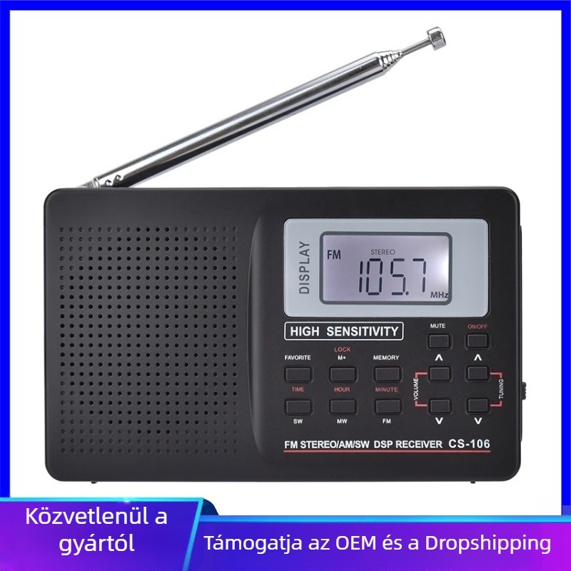Többsávos rádió Hordozható digitális kijelzős rádió Időseknek Külkereskedelmi Ellátás Gyártó Dropshipping
