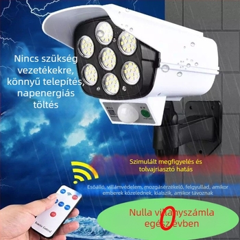 Határokon átnyúló távirányítós napelemes szimulációs megfigyelő lámpa indukciós utcai lámpa fali lámpa kerti lámpa LED-es hamis kamera lopásgátló lámpa