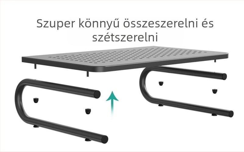 Kiváló minőségű, hűtőlyukkal ellátott, magasított számítógép-monitor tartó, U-alakú lábakon, billentyűzet tárolására alkalmas, asztali számítógép tartókonzol