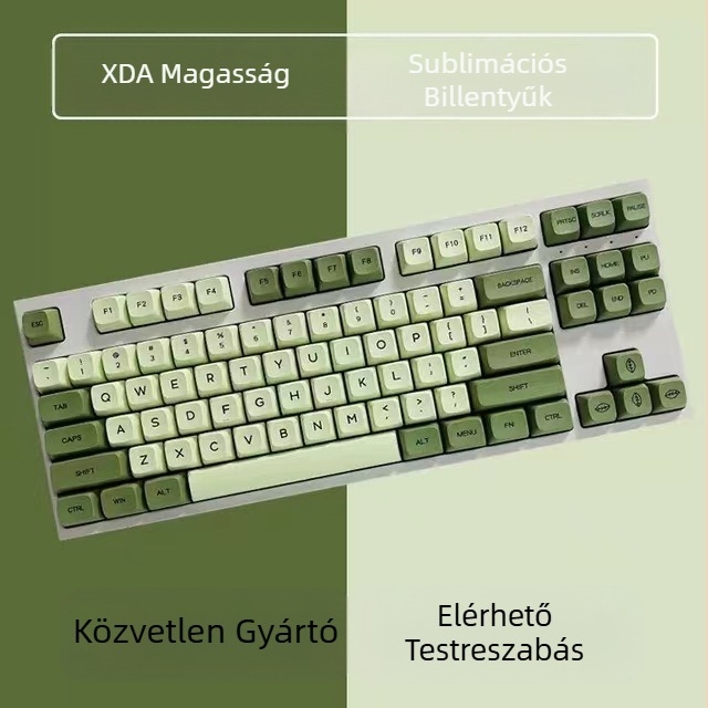 Matcha Xda Profile Pbt festékszublimált billentyűsapkák koreai, thai, japán és orosz nyelvekhez, 123 billentyű, tasakos