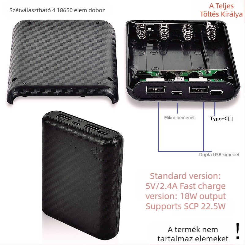 Nagykereskedelmi Power Bank 4 cellás 18650 akkumulátor doboz mobil tápegység hegesztésmentes fészekanyag barkács Power Bank héj fészekanyag