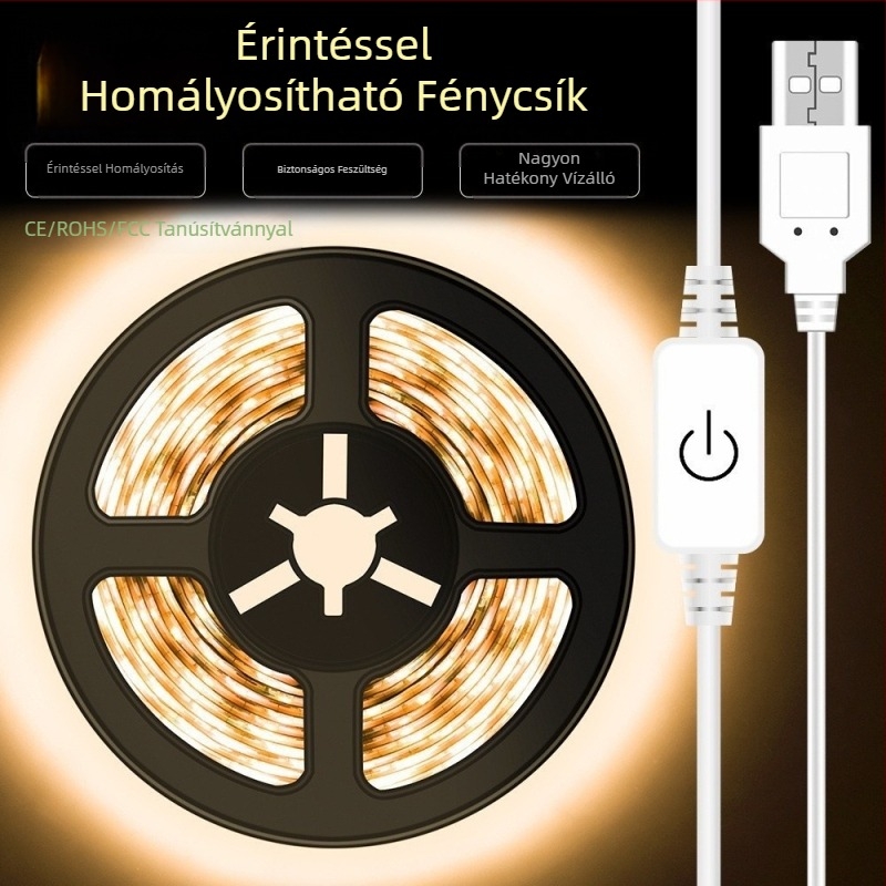 LED fényszalag USB érintésérzékelős fényszalag 5V/2835 szekrény, gardrób folyosó, éjjeliszekrény érintésérzékelős fényszalag