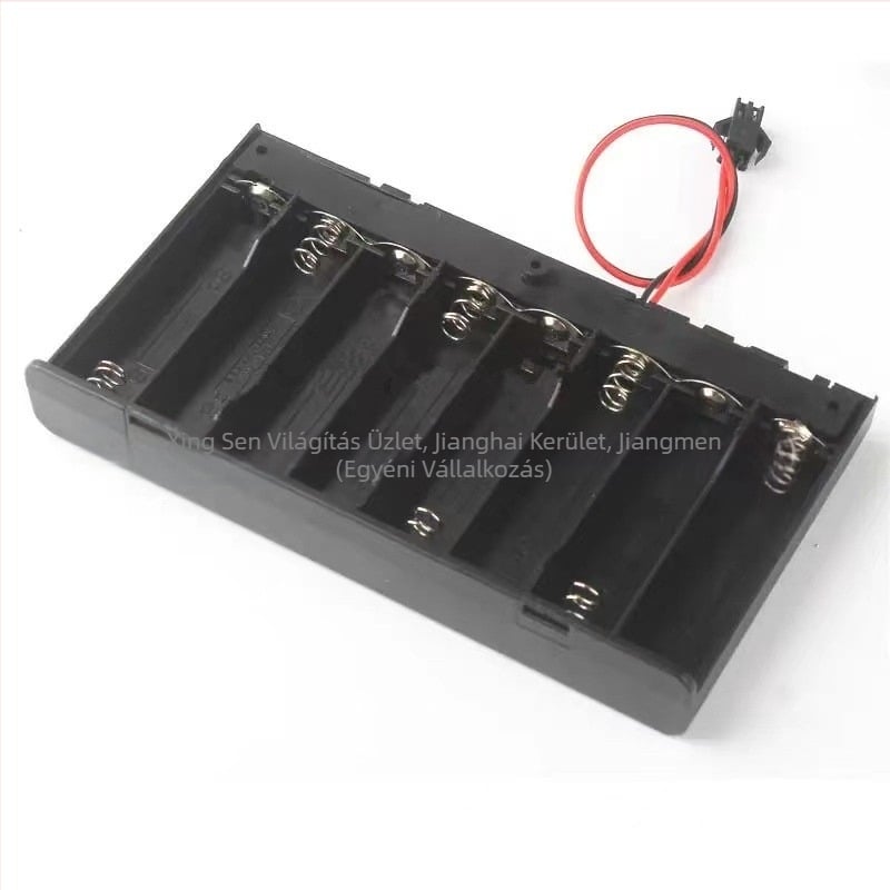 5. számú 8 db-os elemtartó kapcsolóval SM csatlakozóval ellátott elemtartó 5. számú 8 db-os A6V-os elemtartó fürdőszobaszekrénybe való LED-es fényszalag