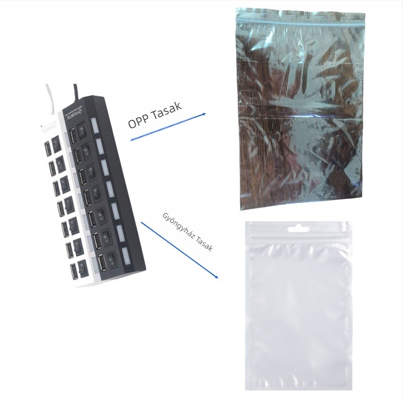 7 portos elosztó, 7 portos elosztó, 7 portos független kapcsolóval és világítással, 7 lyukas hosszabbító, több interfészes