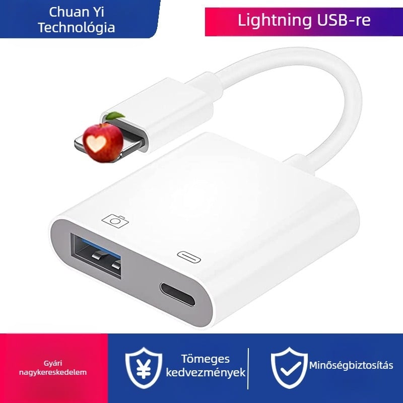 Alkalmazható Apple OTG kártyaolvasó kamerakészlethez mobiltelefon adapter adapter nagyáramú HUB-hoz