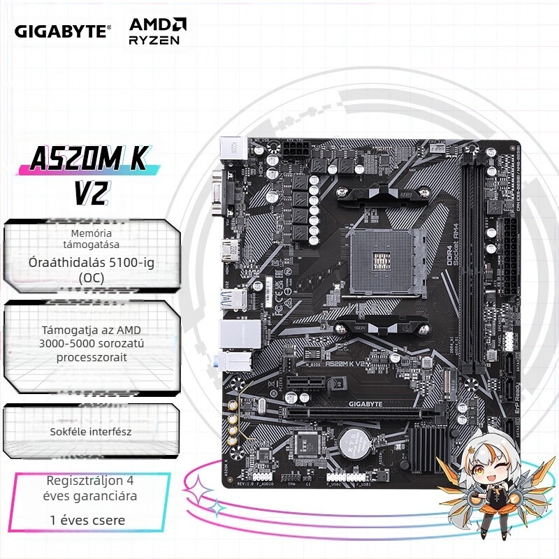 AMD gigabyte A520M K V2 alaplapra vonatkozik, amely támogatja a 3000/5000 sorozatú AM4 tuningolást
