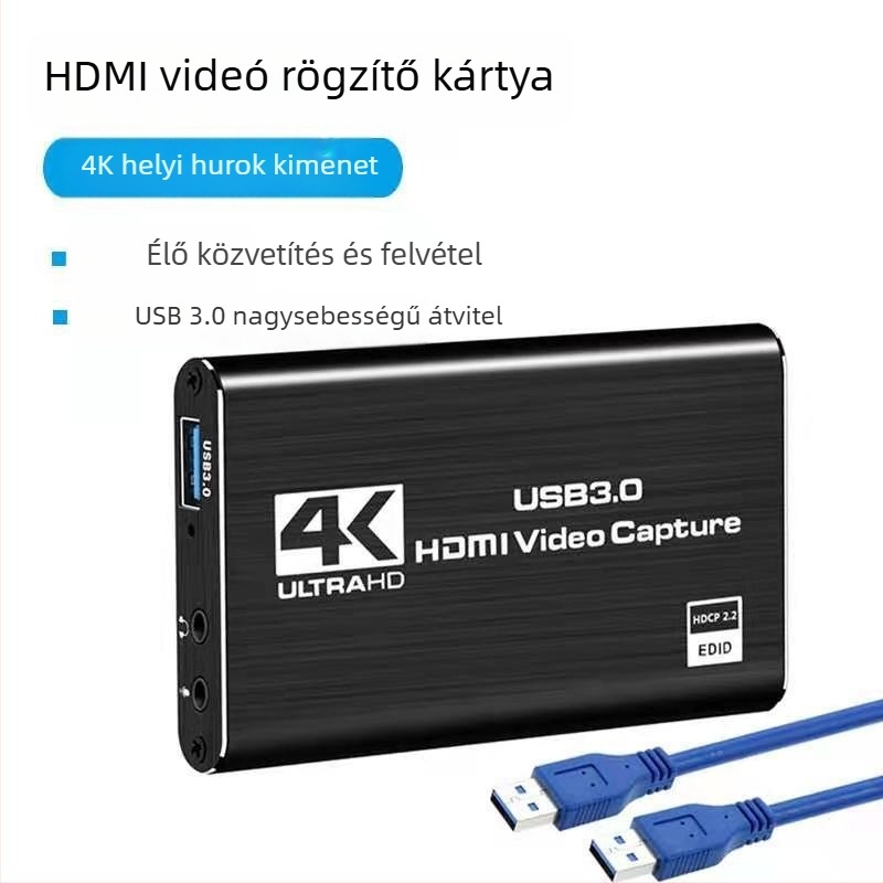 hdmi rögzítőkártya usb3 0 HDMI-ről USB-re élő felvétel HDMI hurok kimenettel videogyűjtő HD 4K