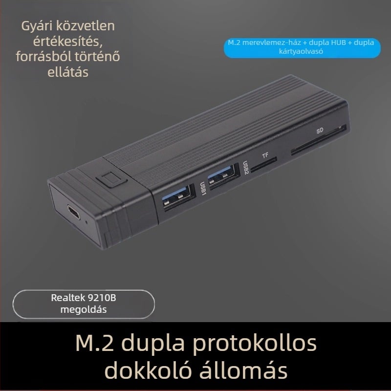 Kettős protokollú M.2 NVME/SATA 10g mobil merevlemez doboz ytpe C port USB3.1 SD TF kártyaolvasó