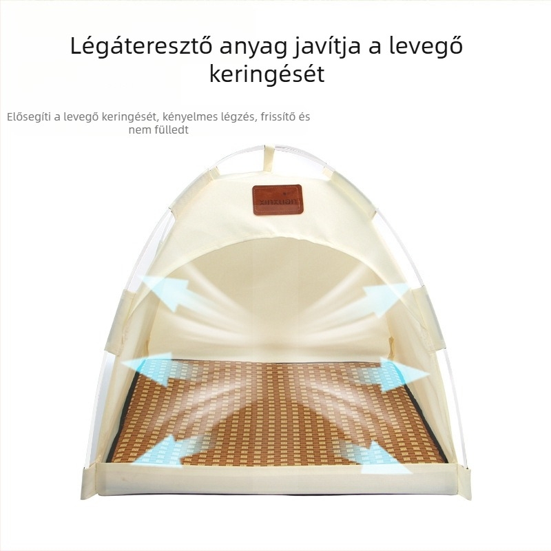 Nyári légáteresztő macskaház macskafészek kültéri kisállat sátorfészek kivehető és mosható félig zárt kényelmes tároló macska sátorhely