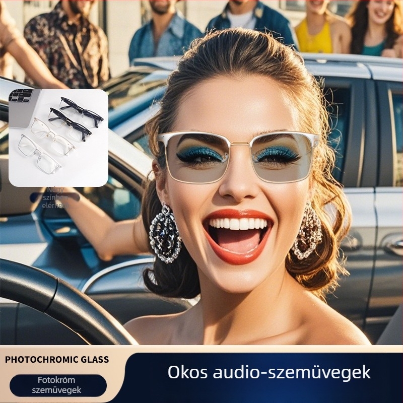 Határokon átnyúló új intelligens audio szemüveg GS13 színváltós Bluetooth szemüveg ultraibolya sugárzás elleni zenei hívás navigációs szemüveg