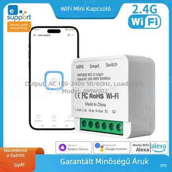 Yiweilian Wifi mini kapcsoló modul kettős vezérlésű időzítő kapcsoló fényalkalmazás-vezérlés támogatja a hangvezérlést