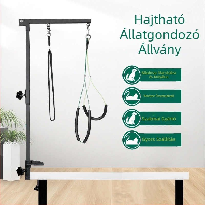 Összecsukható kisállat-ápoló konzol, fix gém, kényelmes rozsdamentes acél konzol, állítható konzol