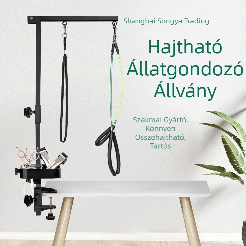 Összecsukható kisállat-ápoló konzol, fix gém, kényelmes rozsdamentes acél konzol, állítható konzol