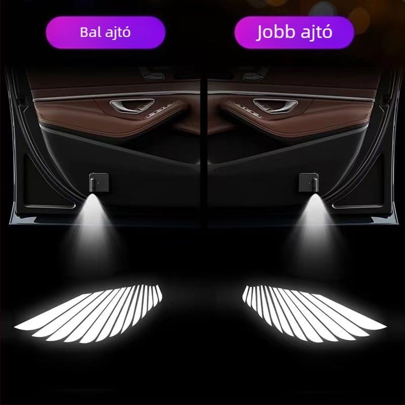 Angyalszárnyak üdvözlőfénye Szárnyak Autó hangulatvilágítás Ajtóvilágítás Kábelezés Ingyenes automatikus indukciós fény Vetítőfény