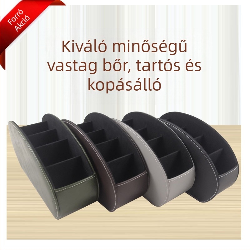 Gyári közvetlen értékesítésű bőr asztali tárolódoboz kozmetikumok tárolására és szervezésére szolgáló irodai multifunkcionális PU távirányítós tárolódoboz