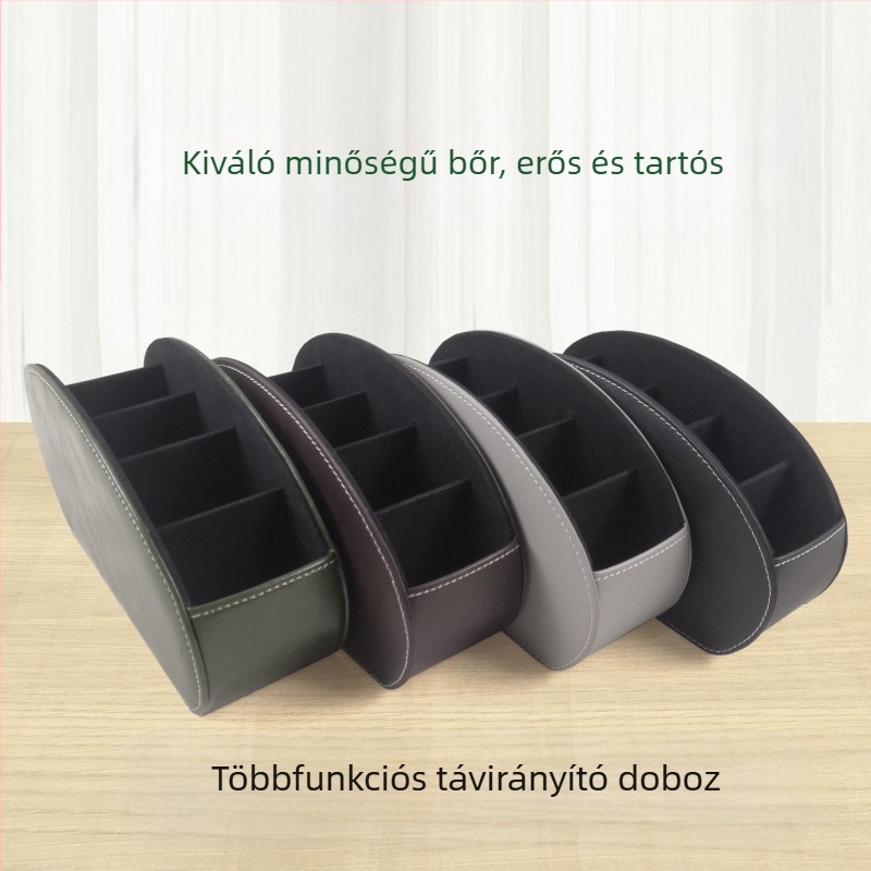Gyári közvetlen értékesítésű bőr asztali tárolódoboz kozmetikumok tárolására és szervezésére szolgáló irodai multifunkcionális PU távirányítós tárolódoboz