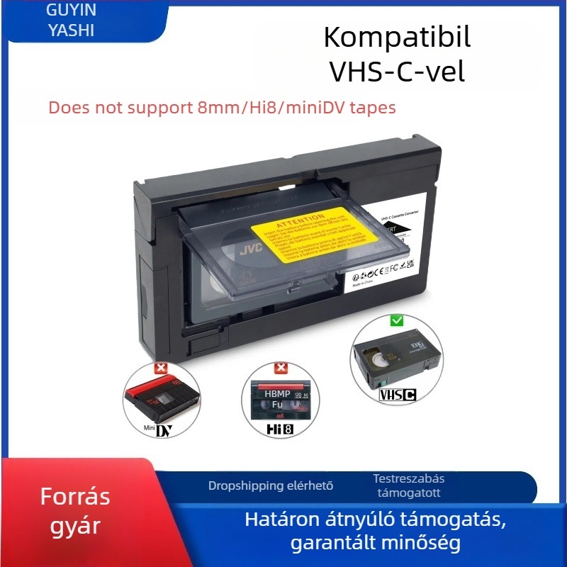 Határokon átnyúló videokazetta VHS-VHSC félkazettás átalakító doboz adapter doboz (Minidv/Hi8 nem kompatibilis)