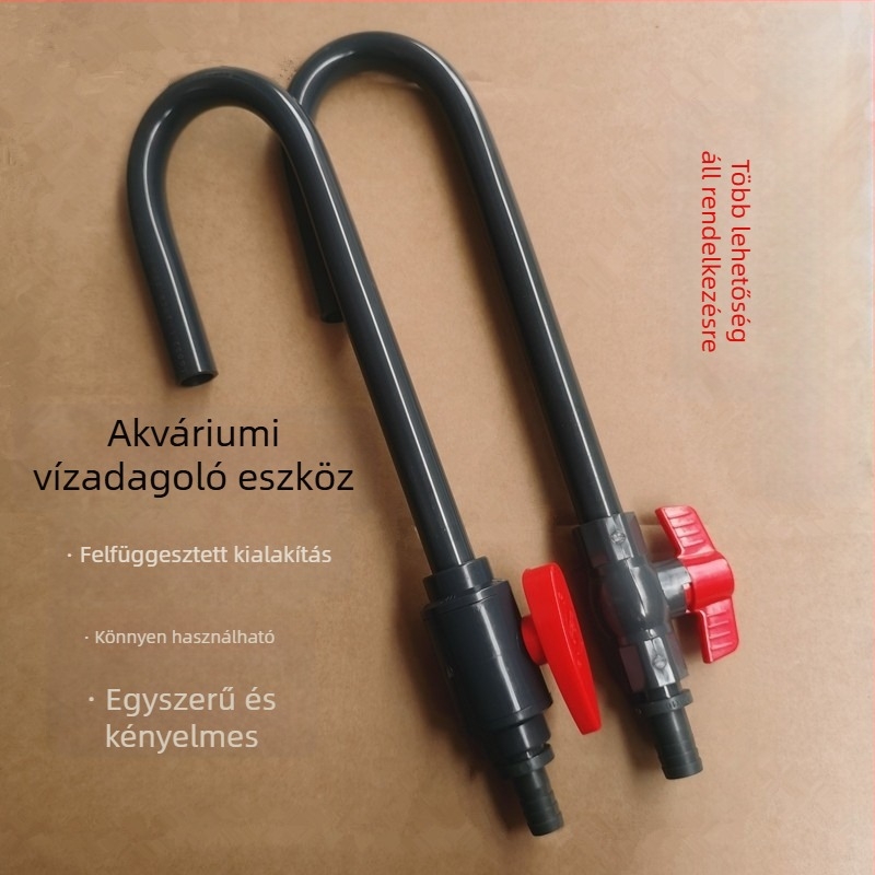 Akvárium víztöltő eszköz kapcsolós könyökhoroggal, vízcserélő cső, falra szerelhető víztöltő cső, víztöltő könyök, akvárium kiegészítők
