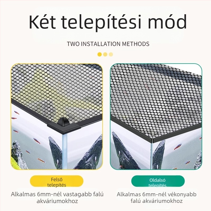 Akvárium ugrásgátló háló, mágneses akvárium takaróháló, akvárium ugrásgátló háló, akvárium szökésgátló háló, patak akvárium, rex sárkány ugrásgátló háló