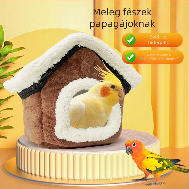 Kisállatfészek kellékek pamut fészek szélálló stabil levehető és mosható madár kisállat téli meleg papagájház hidegálló teljes hálós szőr